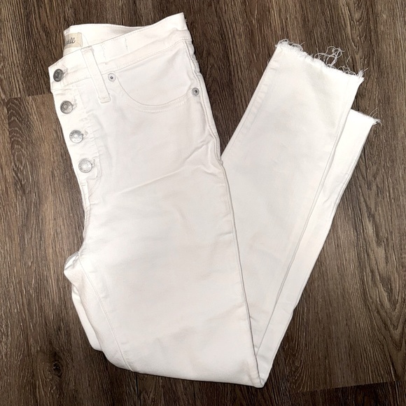 Madewell 9” Mid-Rise Button Skinny Jean Size 27 Pure White - Picture 3 of 13